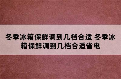 冬季冰箱保鲜调到几档合适 冬季冰箱保鲜调到几档合适省电